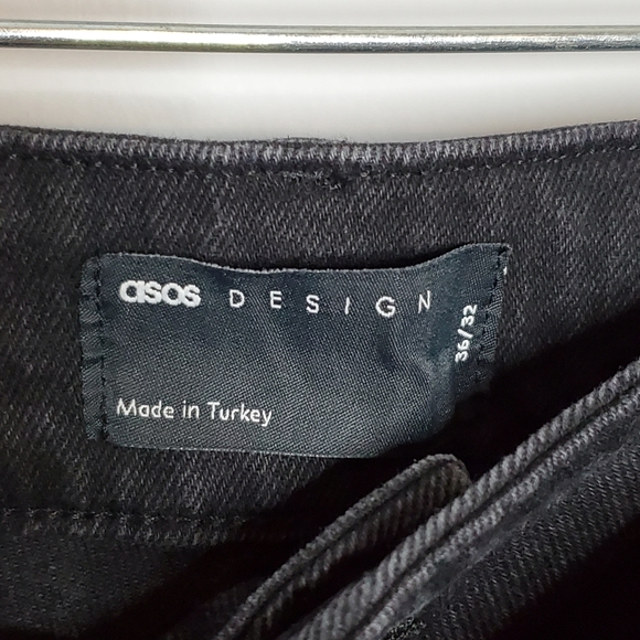 NWT ASOS Flare Wide Leg Jeans Black Belted size 36 Plus Size 32" inseam - Picture 7 of 8